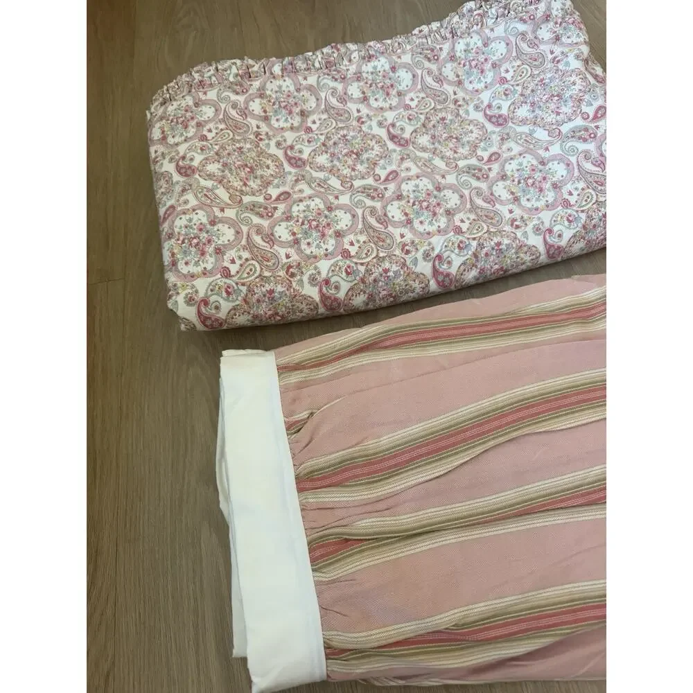 Vintage Taylor Linens DUVET Pink Floral Paisley Ruffled Full/queen & Bedskirt
